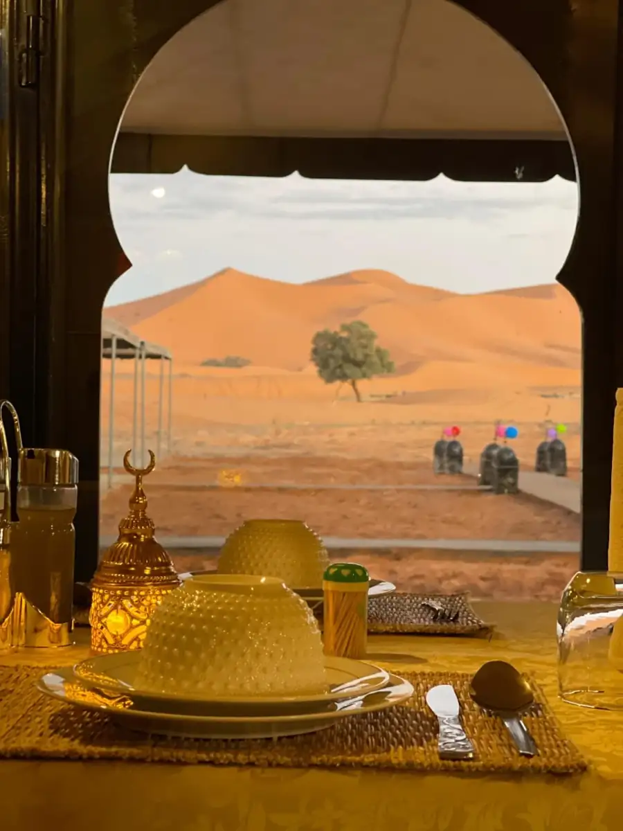 Tea set facing the dunes
